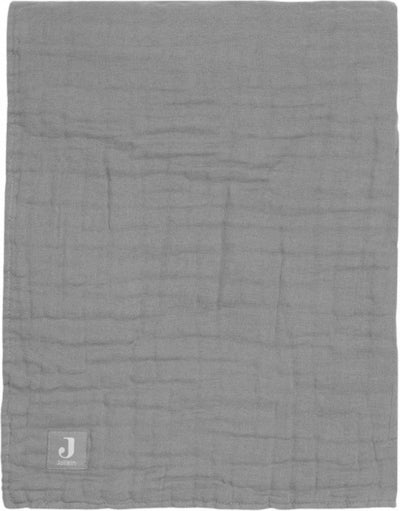Jollein couverture bébé berceau 75x100cm franges mousseline - gris orage