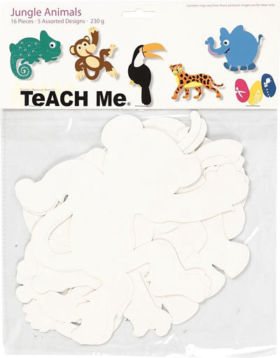 Creativ company animaux de la jungle, h : 14-25 cm, l : 12-23 cm, 230 g, blanc, 16 pièces 1 boîte