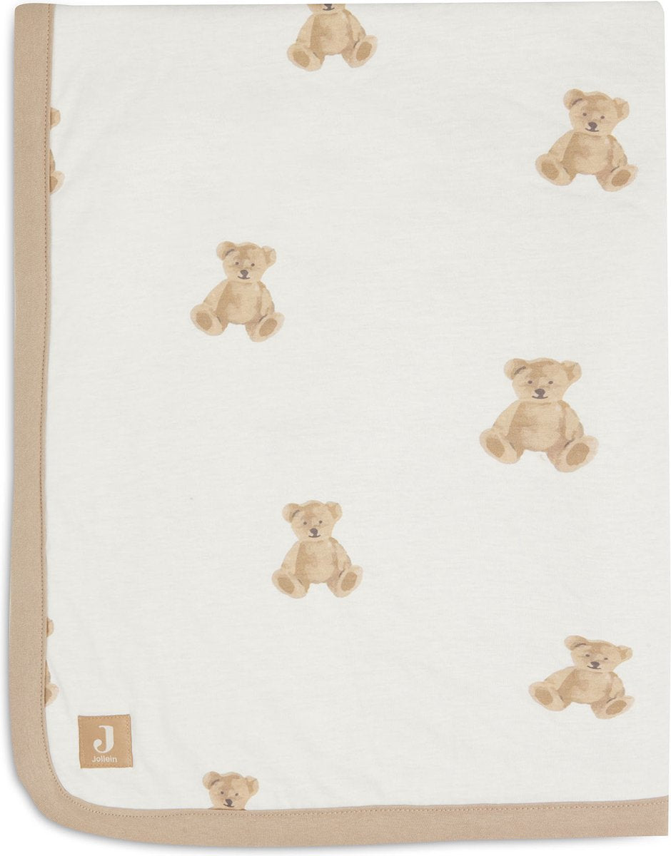 Jollein couverture bébé berceau jersey 75x100cm - ours en peluche