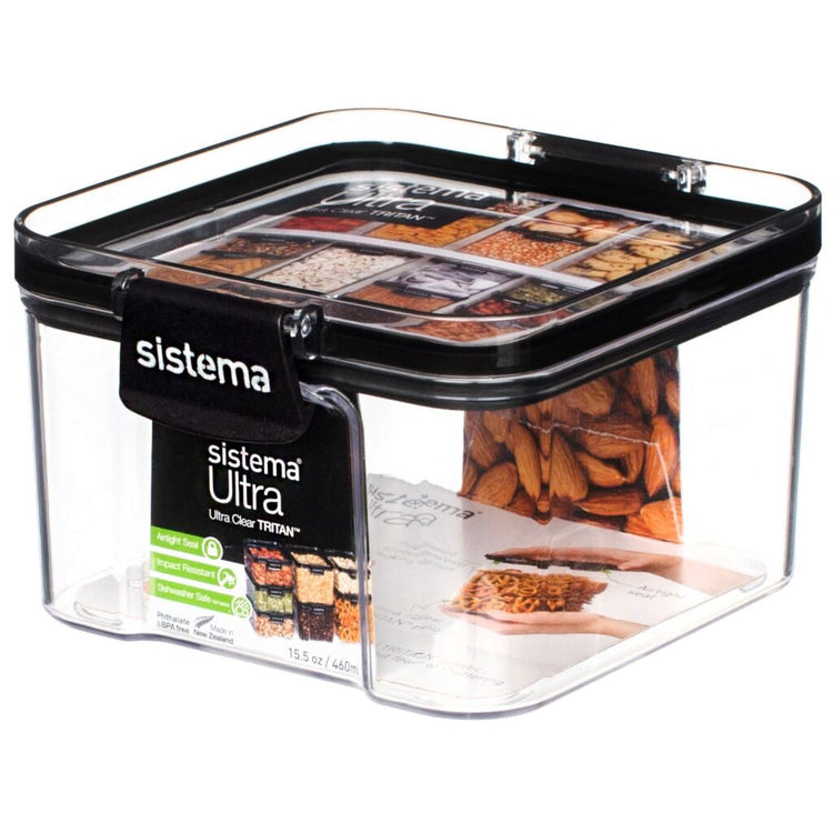 Sistema Sistema Stock Box Tritan Square 460 ml noir transparent noir