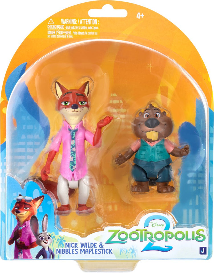 Jazwares Zootropolis - Pack de 2 figurines Nick Wilde Core grignote Maplestick (Zootropolis 2)