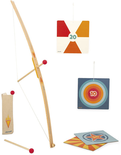 Janod - set de tir à l'arc en bois, flèches, carquois et cibles