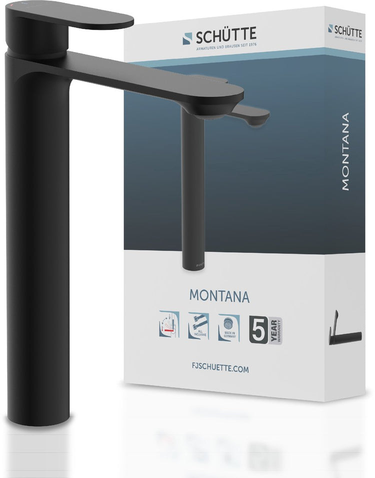 Robinet de lavabo Schütte montana - mitigeur - noir mat - pour lavabo en saillie