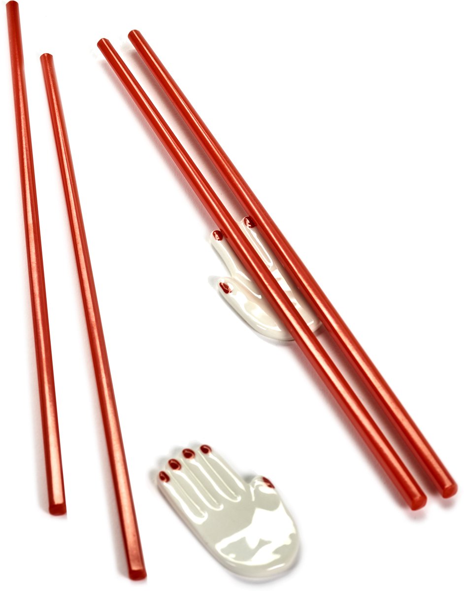 Serax - table nomade paola navone - baguettes + support - rouge blanc - 2 pièces