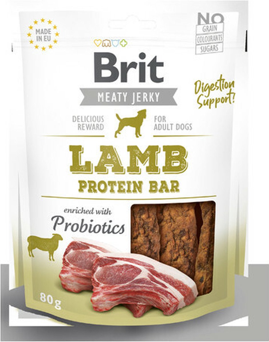 Barre protéinée Brit Jerky à l'agneau pour chien 80g