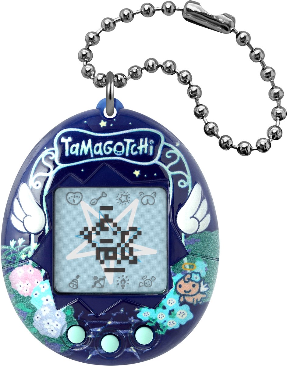 Bandai – Original Tamagotchi – Angel Night Garden – Animal numérique interactif avec écran LCD en français, Mini-jeux