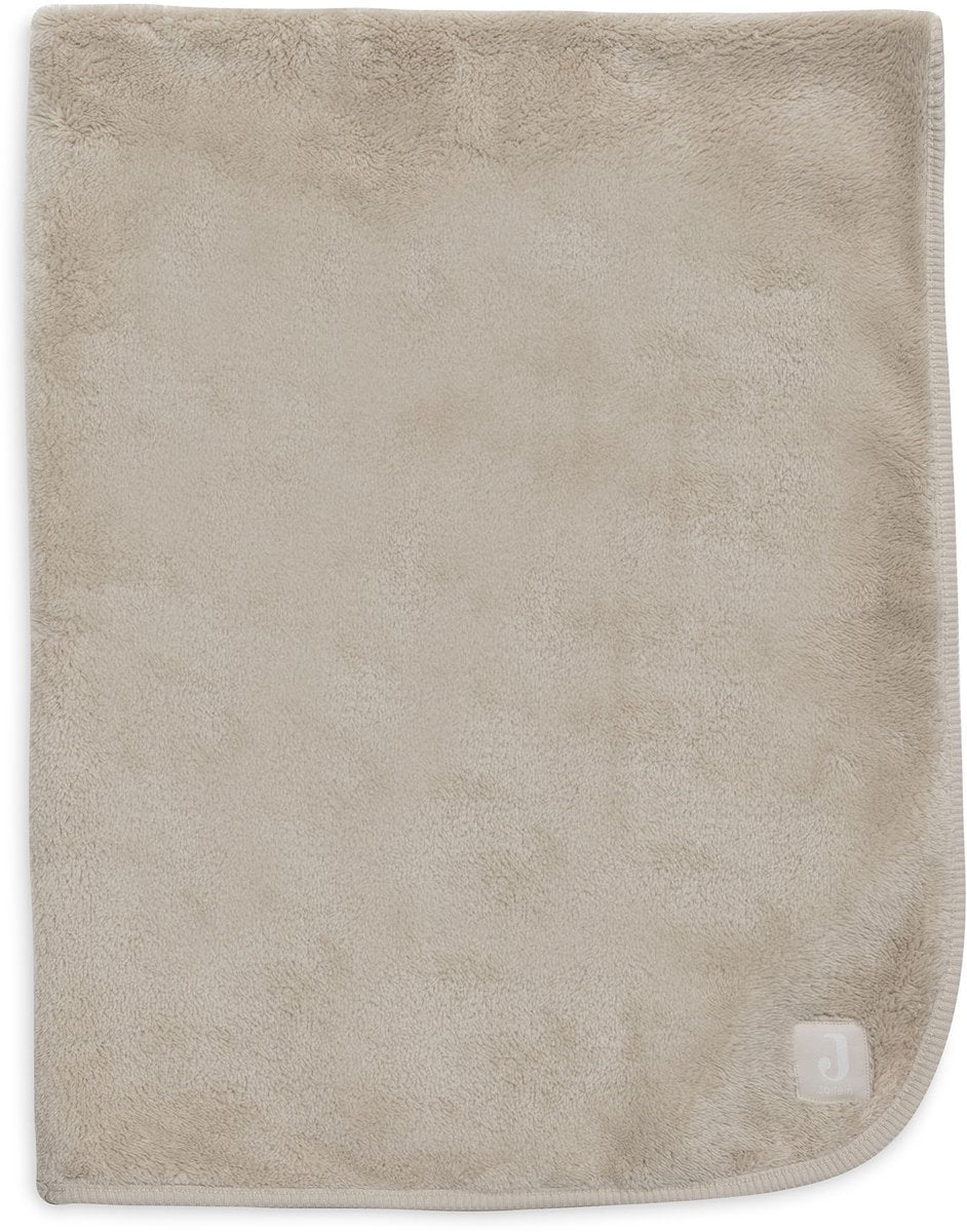 Jollein couverture bébé berceau - 75x100cm - jersey sherpa basique - sable chaud