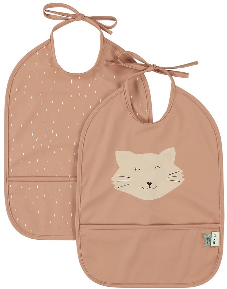 Trixie bavoir lavable 2-pack mrs. chat - bavoir pour enfants - 100% polyester recyclé - facile d'entretien - rose