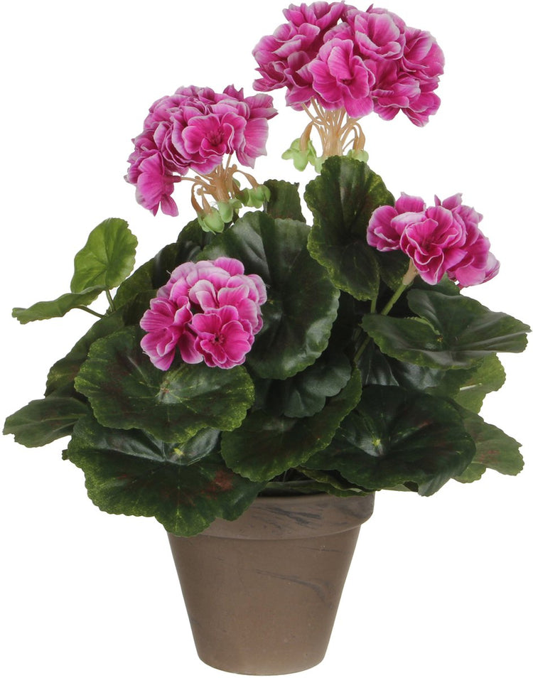 Décorations en mica plante artificielle - géranium - violet - en pot - 34 cm - fausses plantes - fleurs artificielles