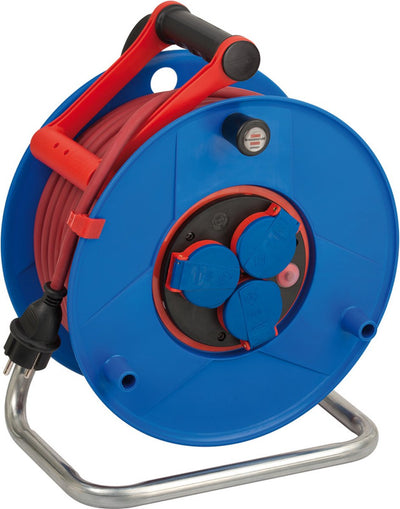 Brennerstuhl garant bretec ip44 enrouleur de câble pour le commerce et les chantiers, 40 m (en plastique spécial, pour une utilisation sur les chantiers et une utilisation continue en extérieur, fabriqué en Allemagne), bleu