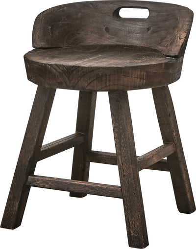Chaise tabouret Woood Rosalie - bois de paulownia - marron foncé - 57x43x43 cm