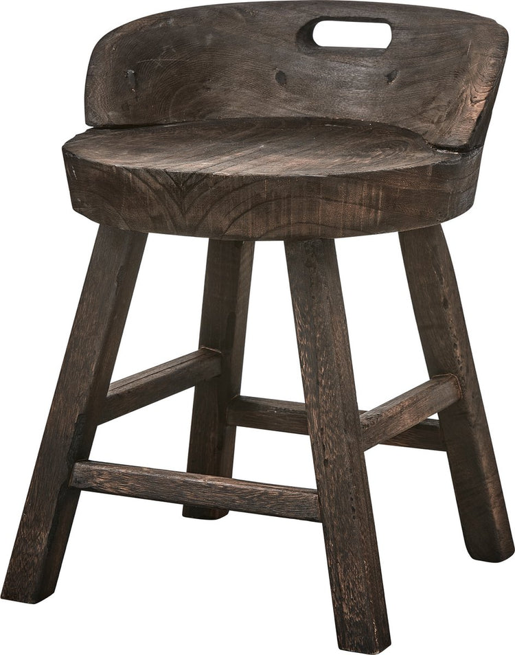 Chaise tabouret Woood Rosalie - bois de paulownia - marron foncé - 57x43x43 cm