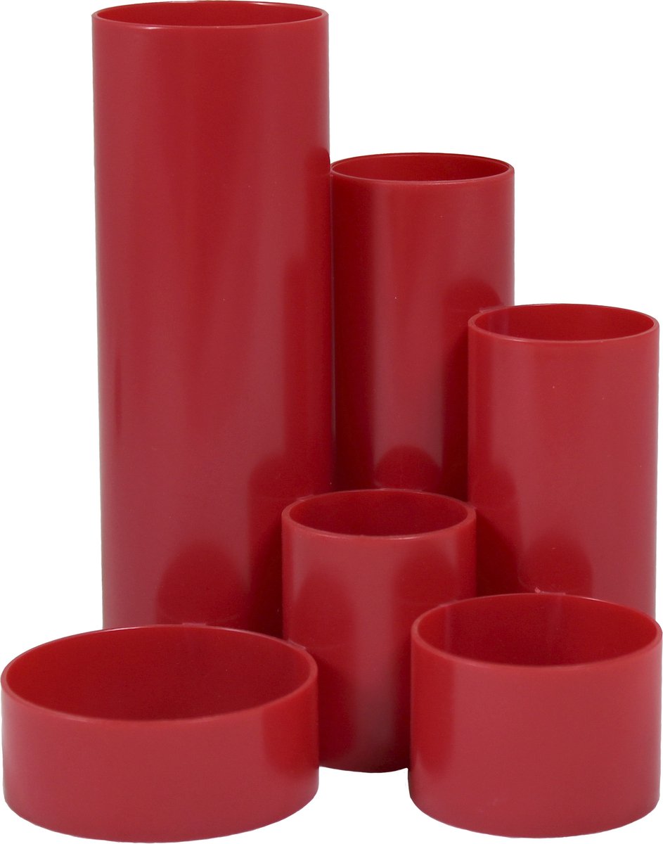 Boîte à crayons Westcott - rouge - 6 compartiments - 12x13,5x15cm - ac-e744579