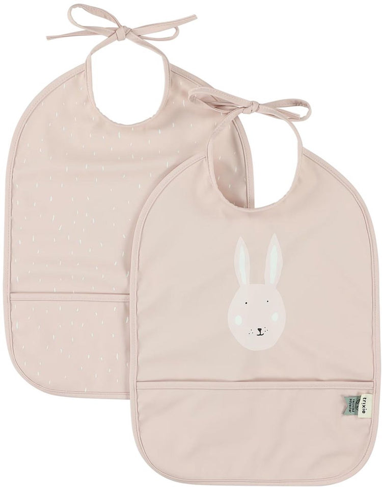 Trixie bavoir lavable 2-pack mrs. lapin - bavoir pour enfants - 100% polyester recyclé - facile d'entretien - rose