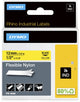 Étiquettes en nylon flexibles industrielles Dymo rhino | 12 mm x 3,5 m | impression noire sur jaune | étiquettes autocollantes pour imprimantes d'étiquettes Rhino Label Manager