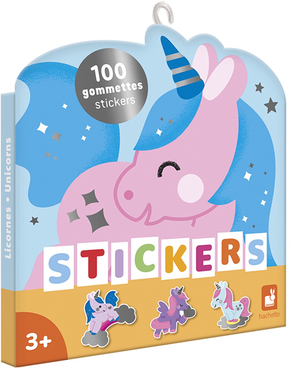 Janod - carnet d'autocollants - licorne - 100 autocollants