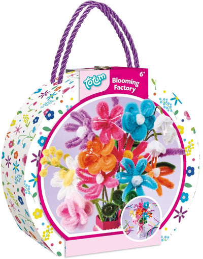 Valise artisanale Totum confectionnant des fleurs avec de la chenille - usine fleurie - jouets créatifs 90 pièces pour enfants et adultes à partir de 6 ans - astuce cadeau