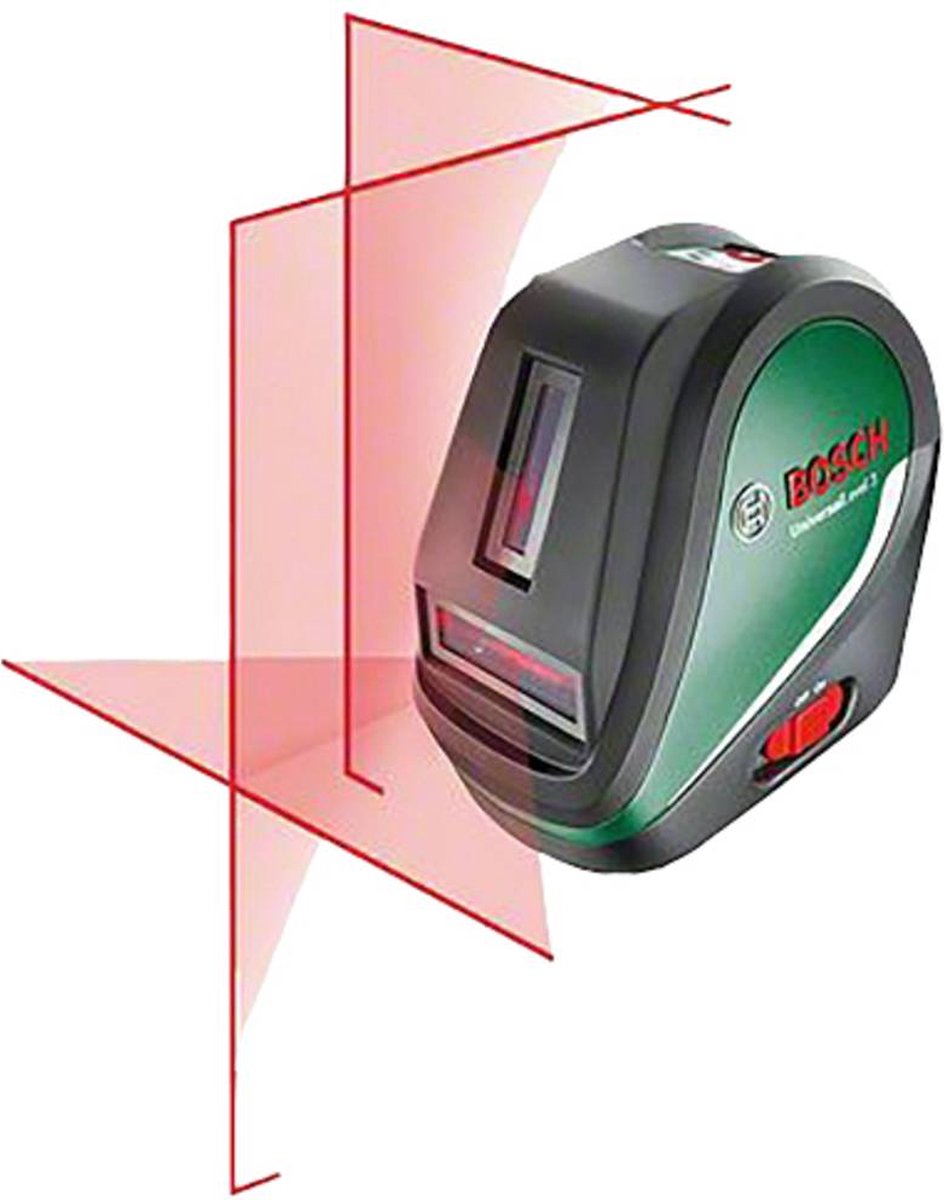 Bosch universallevel 3 - laser à lignes croisées - point d'aplomb au-dessus et en dessous - piles incluses - étui de rangement