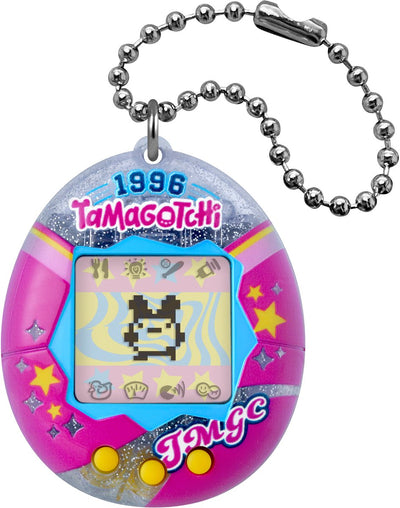 Bandai - Tamagotchi Original - College Sweat - Écran LCD Animal Interactif en Français, Mini Jeux - Idée Cadeau Jeu Animal Virtuel - Tamagotchi Rose et Argent - Jouets Enfant 8 Ans et + - 46175