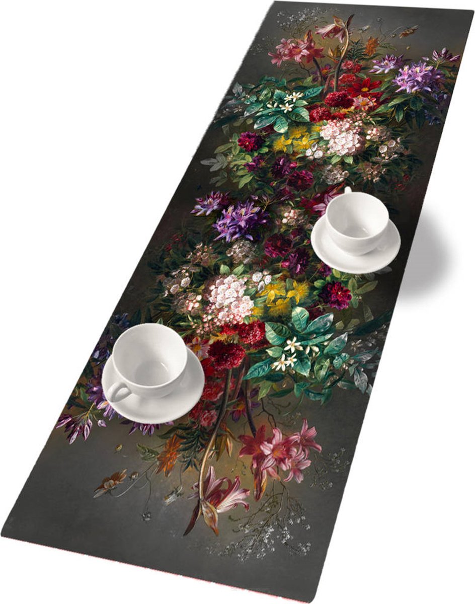 Bertoni - nappe chemin de table - feutre - 115x40cm - motif imprimé floral