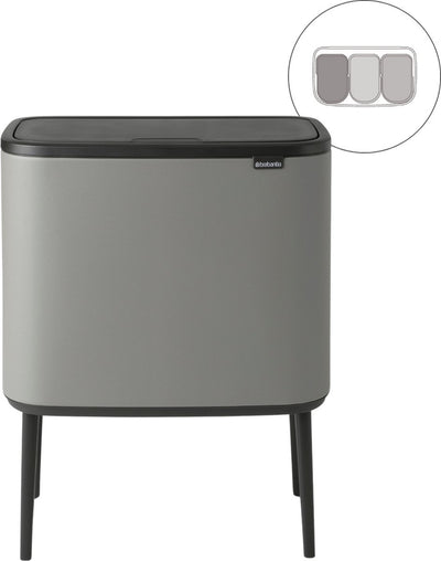 Poubelle Brabantia bo touch bin - 3 x 11 litres - tri des déchets - béton minéral gris