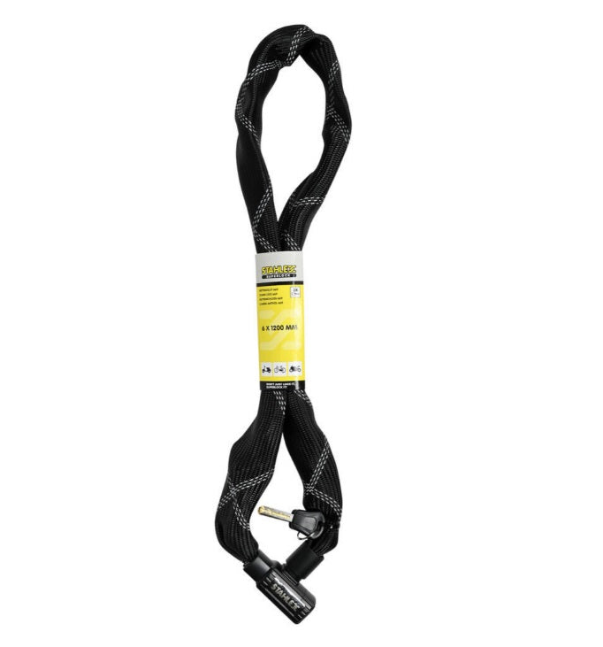 Lock de chaîne Stahlex 669 noir avec cadenas, 6x1200 mm