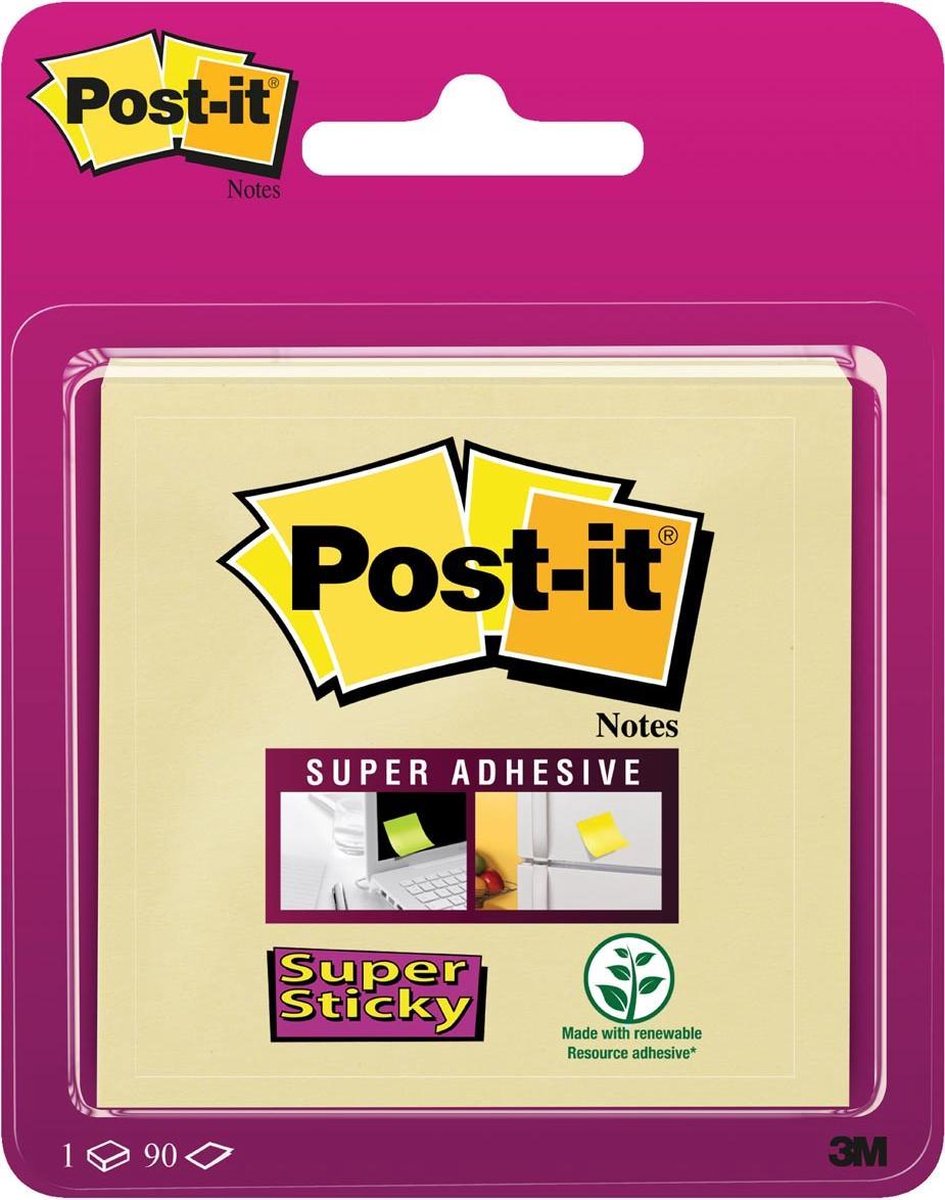 Bloc mémo Post-it 6920 super collant 76x76mm jaune