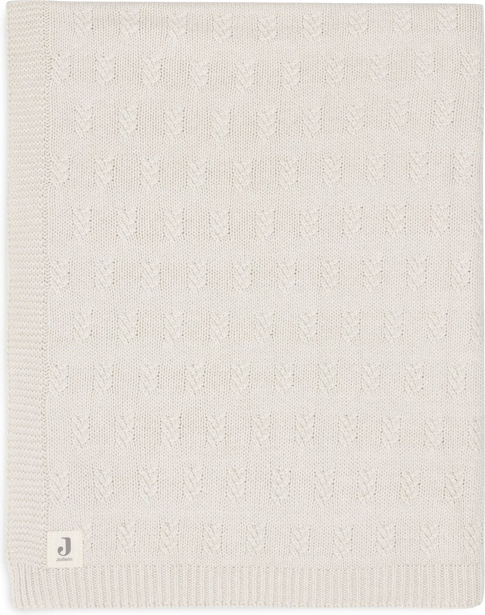Jollein - couverture de berceau 100x150cm - couverture bébé - tricot grain - flocons d'avoine