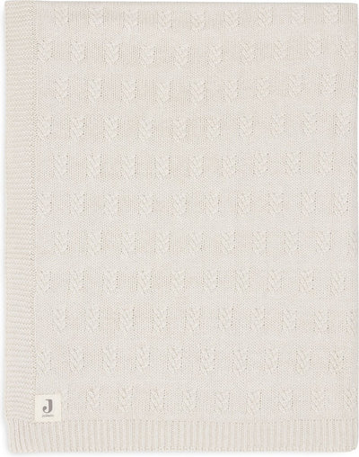 Jollein - couverture de berceau 100x150cm - couverture bébé - tricot grain - flocons d'avoine