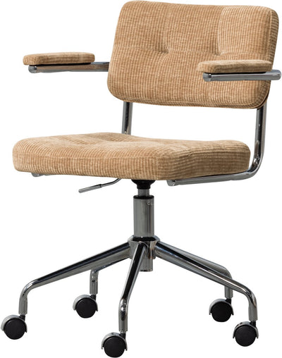 Chaise de bureau Woood kova - tissu côtelé tissé - sable foncé - 87x54x80