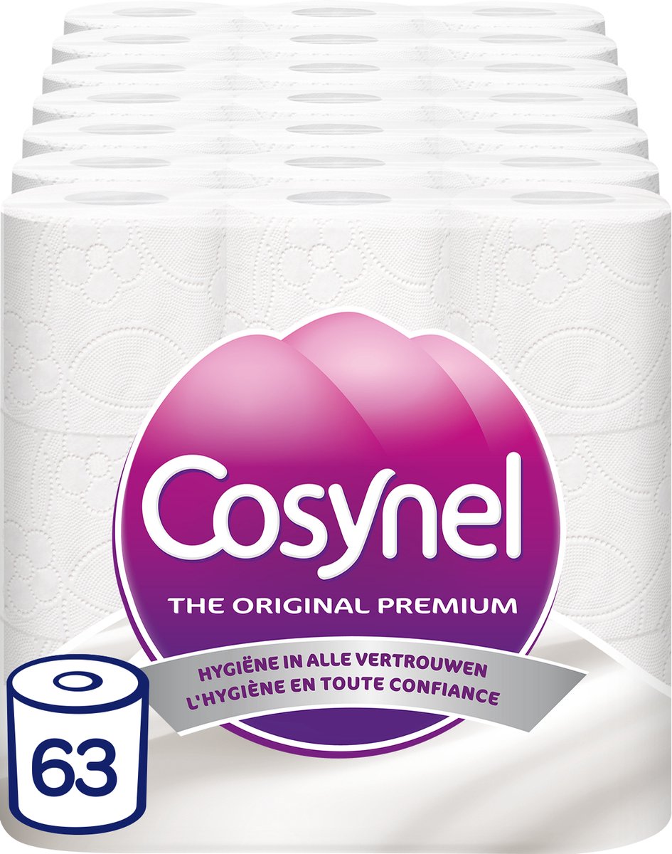 Papier toilette Cosynel - 63 rouleaux - blanc 3 épaisseurs - pack économique