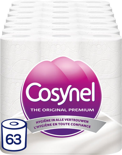 Papier toilette Cosynel - 63 rouleaux - blanc 3 épaisseurs - pack économique