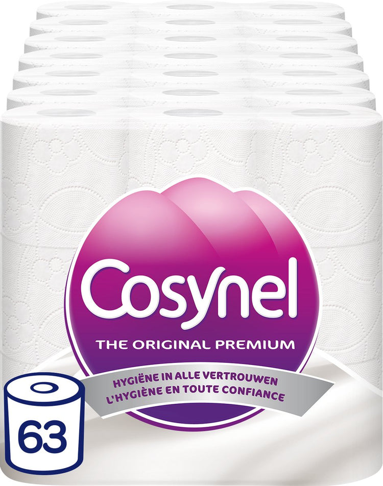 Papier toilette Cosynel - 63 rouleaux - blanc 3 épaisseurs - pack économique