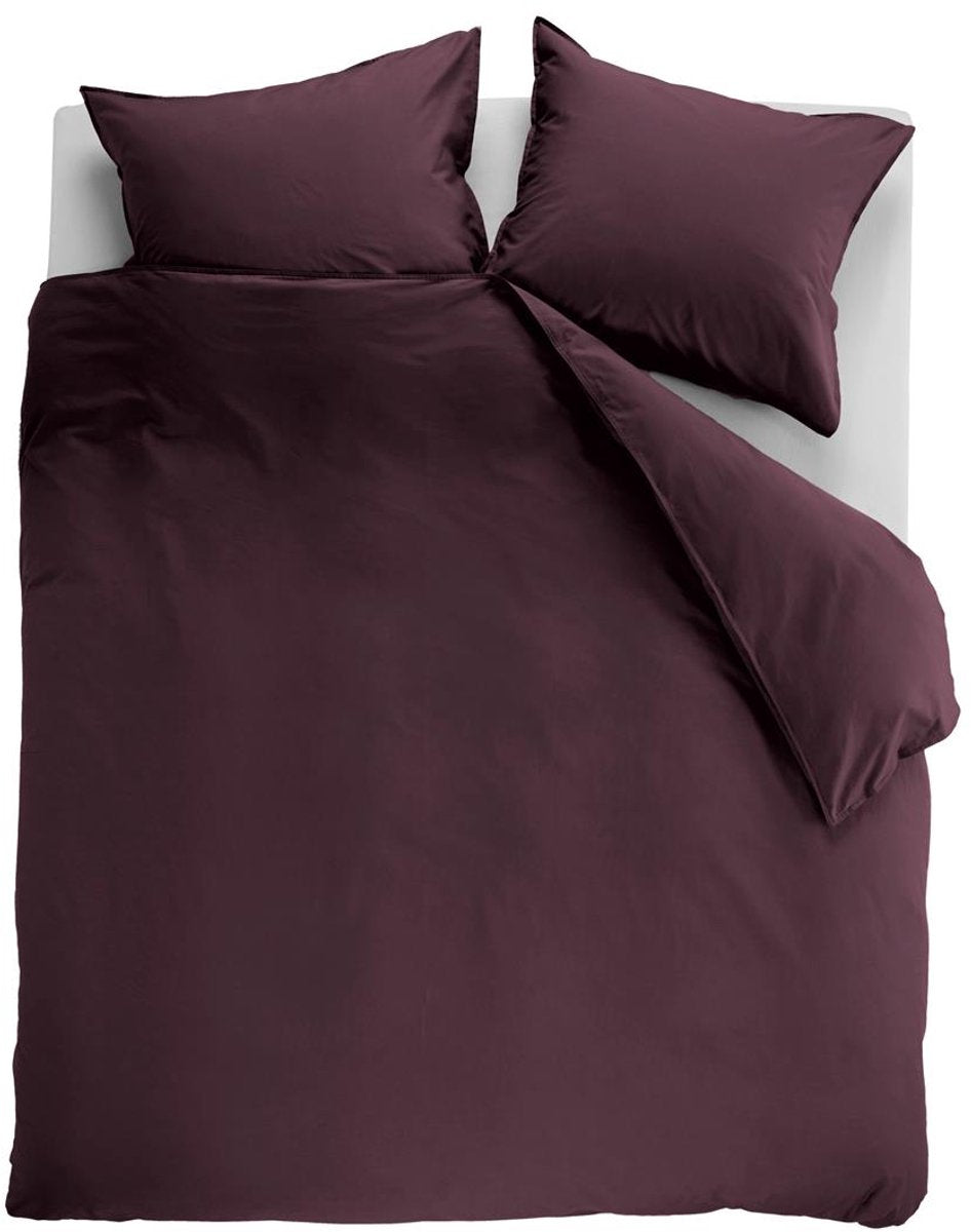 Housse de couette Ambiante coton uni - uni - double - 200x200 220 - rouge foncé