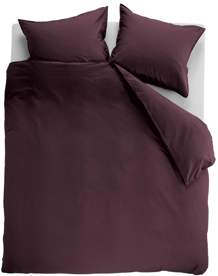 Housse de couette Ambiante coton uni - uni - double - 200x200 220 - rouge foncé