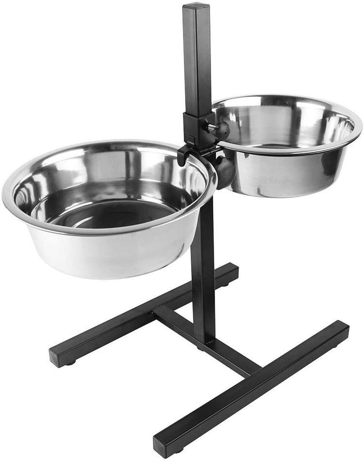 Duvo plus gamelle de nourriture pour l'heure du dîner, double mangeoire, support en H pour chiens xxl-4730ml-61x29x52,5 cm noir argent