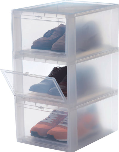 Boîte à chaussures Iris grande boîte de rangement - plastique - transparent - lot de 3