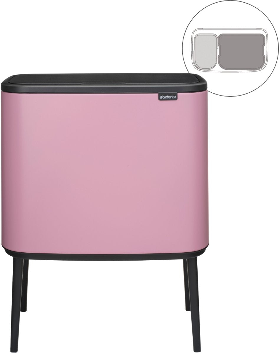 Poubelle Brabantia bo touch bin - 11 + 23 litres - tri des déchets - rose lilas