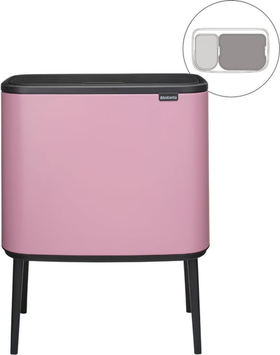 Poubelle Brabantia bo touch bin - 11 + 23 litres - tri des déchets - rose lilas