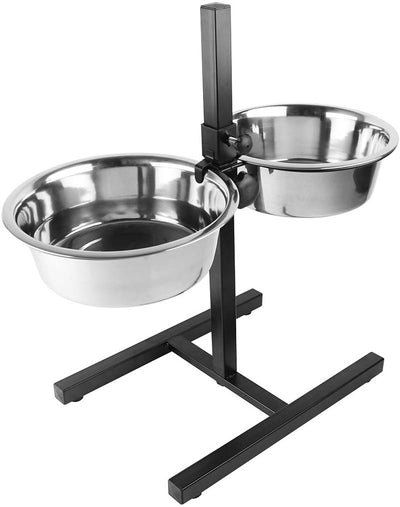 Duvo plus gamelle de nourriture pour l'heure du dîner, double mangeoire, support en H pour chiens xxl-4730ml-61x29x52,5 cm noir argent