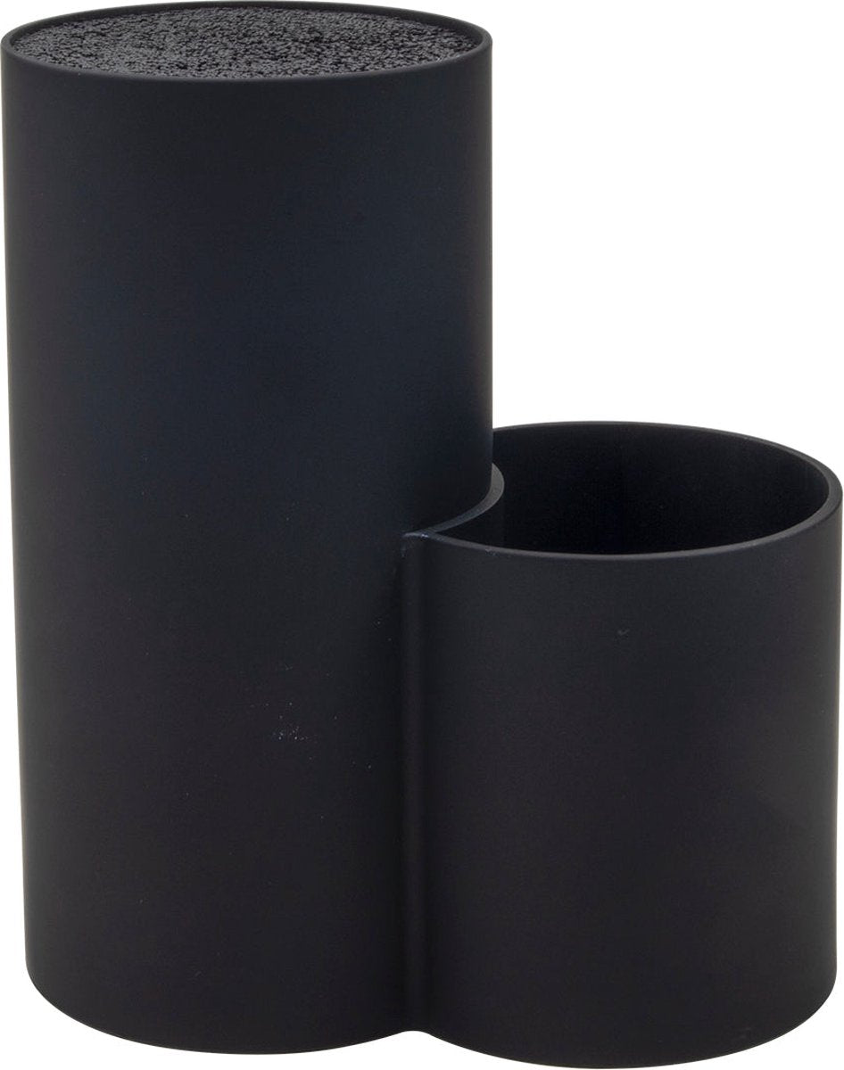 Bloc à couteaux Orion - noir - avec plateau - filaments flexibles - plastique - ø11x20x22,5cm