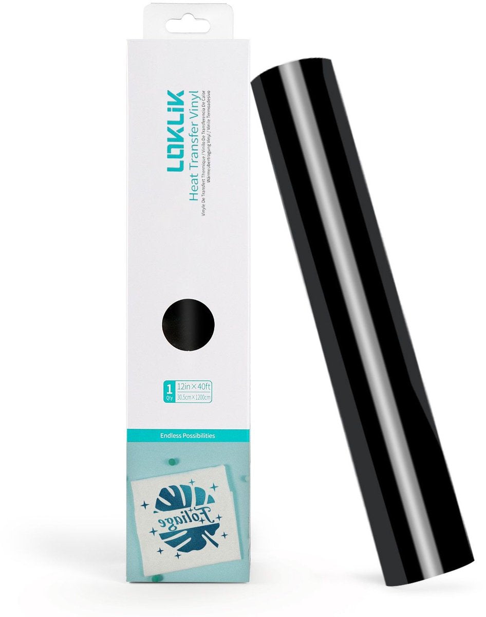 Loklik vinyle thermocollant - vinyle de transfert thermique - personnaliser vêtements et textiles - vinyle de transfert thermique basic 12 m - noir - 30,5 x 1200 cm