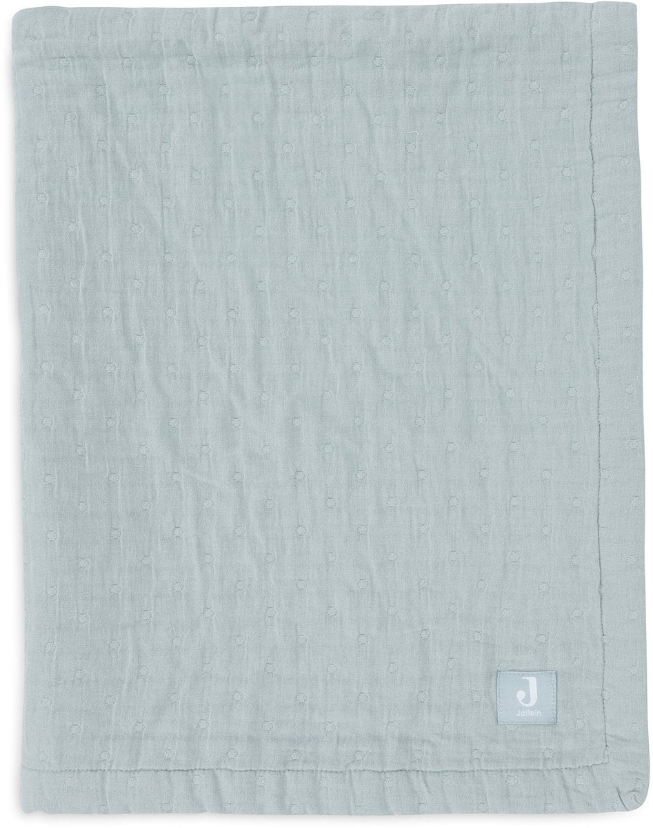 Jollein couverture bébé berceau jersey 75x100cm - jacquard vert d'eau - gots