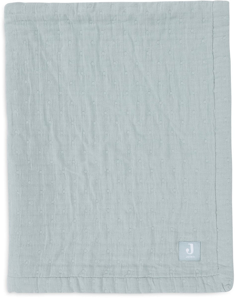 Jollein couverture bébé berceau jersey 75x100cm - jacquard vert d'eau - gots