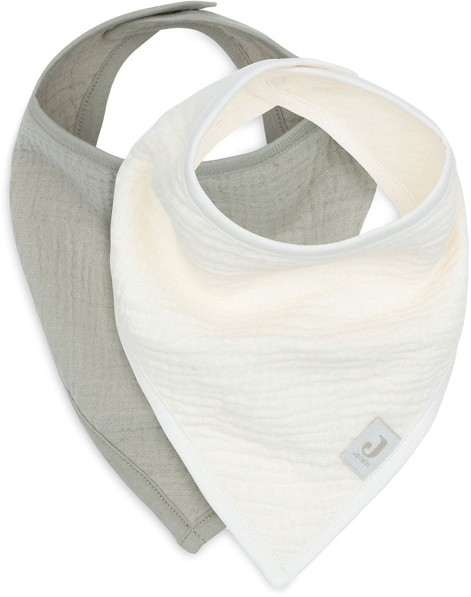 Jollein bavoir bandana bébé - hydrophile - bavoirs bébé - 2 pièces - avoine vert olive