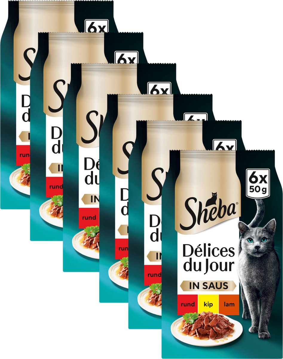 Nourriture pour chat Sheba - délices du jour - sélection de viandes traiteur en sauce nourriture humide - 36x50 g