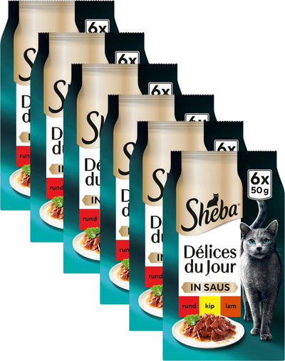 Nourriture pour chat Sheba - délices du jour - sélection de viandes traiteur en sauce nourriture humide - 36x50 g