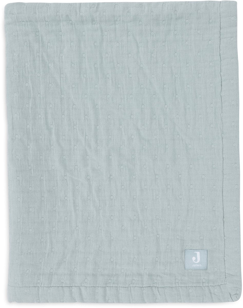 Jollein couverture bébé berceau jersey 75x100cm - jacquard vert d'eau - gots