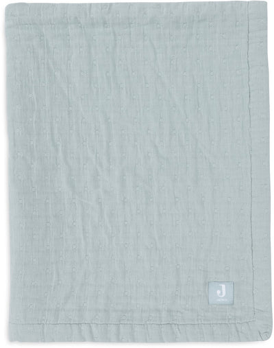 Jollein couverture bébé berceau jersey 75x100cm - jacquard vert d'eau - gots