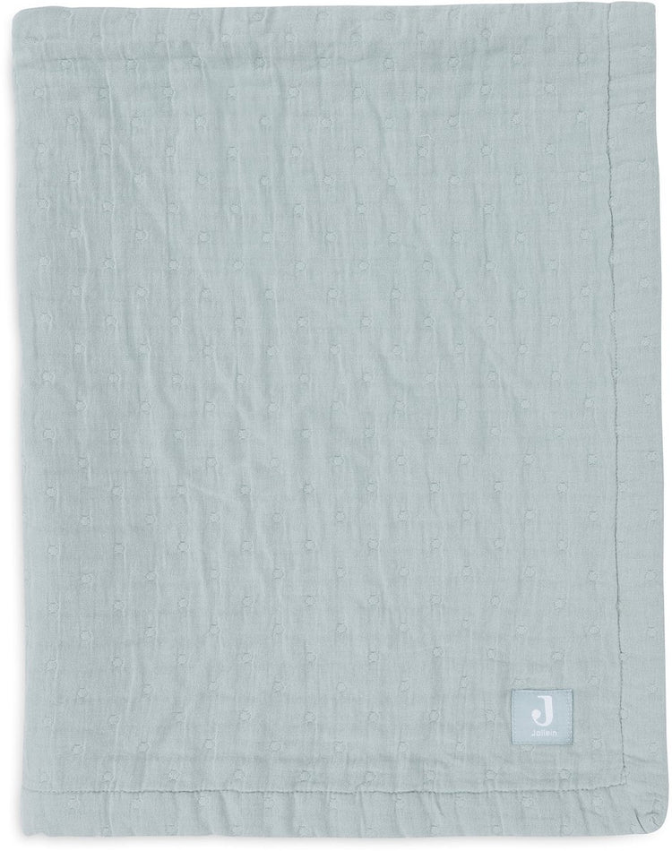 Jollein couverture bébé berceau jersey 75x100cm - jacquard vert d'eau - gots